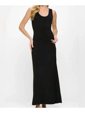 Calme Johnny Was Black Racerback Maxi Dress, NWOT, Size L, Item #2653